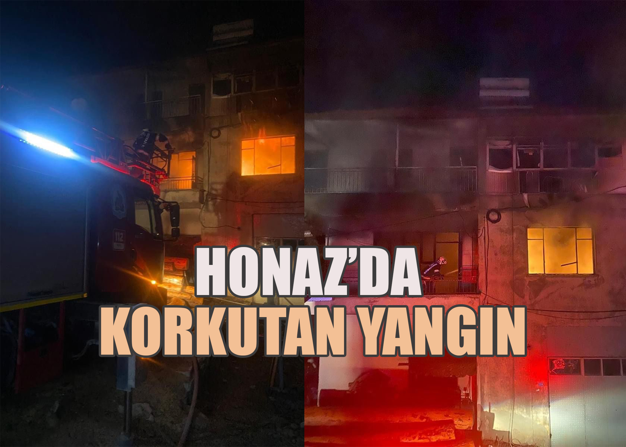 Honaz'da korkutan yangın